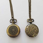 Bloem 02 Antiek Brons Gousset Horloge met Ketting