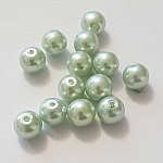 Perle ronde verre effet nacré vert 10 mm N°01
