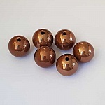 Perle ronde plastique brillante marron 12 mm N°005