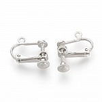 Support Boucle d'oreille Clip réglable à vis argent Vieilli 15 x 17 mm x 1 paire