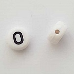 Perle Ronde Lettre O Blanc Noir 7mm