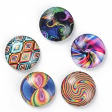 Lot 20 glazen cabochons rond 25 mm 95108