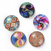 Lot 40 glazen cabochons rond 25 mm 95108