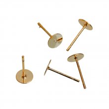 1 Paar 6 mm ronde chip oorbellen 14K verguld N°01