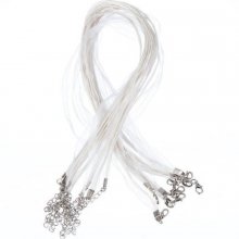5 Organza lint en wit waxkoord kettingen