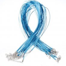 Halsketting met organza lint N°08 en gewaxt koord