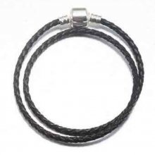Europese 2-draads gevlochten armband Clip Uni 01 19cm Zwart