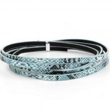 Leer 05 mm Blauw slangenhuid ontwerp 1 meter
