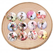 Lot 20 Ronde Glazen Cabochons 25mm Bloem Meisje Vlinder Gemengd Glazen cabochon