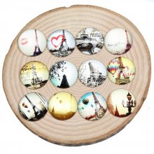 Lot 20 ronde glazen cabochons 25mm Eiffeltoren 03 gemengd Glazen cabochon 