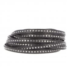 06 mm Zwart Leder Swarovski Strass per 20 cm