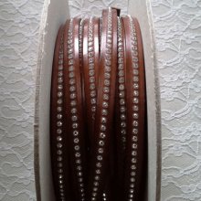 Bruno 10 mm leder Swarovski strass per 20 cm