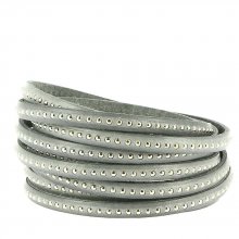 06 mm Grijs Infinity Ball Leather met nikkelvrije kogelketting per 20 cm