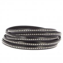 Lederen bal zwart 06 mm met nikkelvrije kogelketting per 20 cm