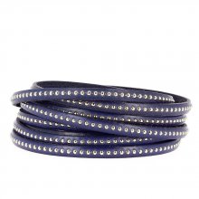 Dark Cobalt Ball Leather 06 mm met nikkelvrije kogelketting per 20 cm