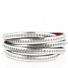 Lederen Spiegelbol Zilver 06 mm met nikkelvrije kogelketting per 20 cm
