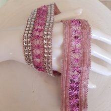 Strass Lint N°06 Zilver en Roze per 0,50 cm.
