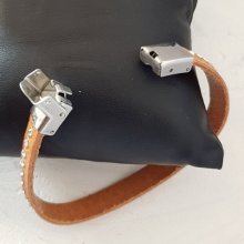 Anijsgroen plat kalfsleer 10 mm bij 20 cm huid en ketting