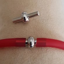 Zilveren sluiting voor hol Pvc-koord 5 mm