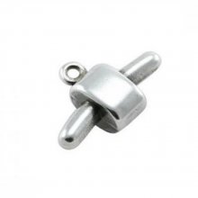 Zilveren sluiting voor hol Pvc-koord 5 mm