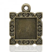 1 vierkante cabochonhouder N°01 Brons