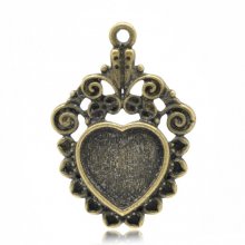 1 cabochonhouder Hart N°04 Brons