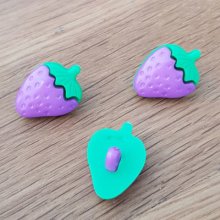 Knopen, kinderen, baby's Aardbeienpatroon N°05 groen en paars