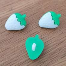 Button fantasie, kinderen, baby's Aardbeienpatroon N°07 groen en wit