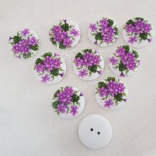 Houten knop bloemen 30 mm N°07 x 10 stuks