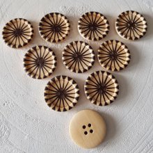 Houten knop bloemen 30 mm N°15 x 10 stuks