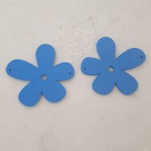Bloem Hout hanger of connector 57 mm Blauw
