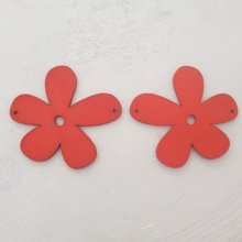 Bloem Hout hanger of connector 57 mm Rood