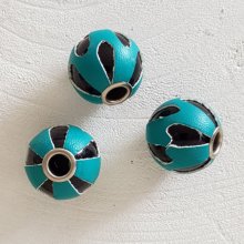 Ronde lederen kraal N°03 Turquoise