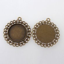 5 x 25 mm bronzen cabochonhouders, cabochonhangers 118AB 