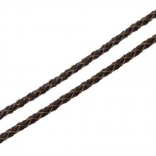 Rond gevlochten leer Koffie 03 mm x 2 meter