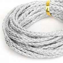 5 meter Rond gevlochten kunstlederen koord Zilver 3 mm