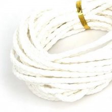 5 meter Wit gevlochten kunstlederen koord 3 mm