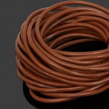 1 meter Rond glad leerkoord Bruin 3 mm