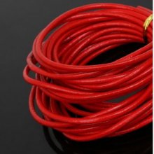 1 meter Glad leren rond koord Rood 3 mm