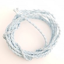 1 meter Rond gevlochten imitatieleer koord Lichtblauw 3 mm