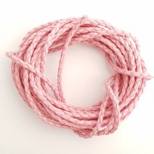 1 meter Rond koord imitatieleer gevlochten Donkerroze 3 mm