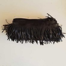 10cm breed zwart kunstleer franje