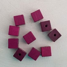 10 Houten Kralen Kubus / Vierkant 10 mm Amethist