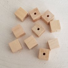10 Houten Kralen Kubus / Vierkant 10 mm Ruw