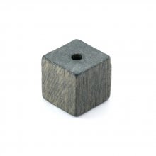 10 Houten Kralen Kubus / Vierkant 10 mm Donkergrijs