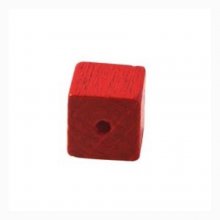 10 Houten Kralen Kubus / Vierkant 10 mm Rood
