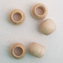 5 Houten Kralen Rond 14/11 mm Beige