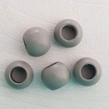 5 Houten Kralen Rond 14/11 mm Licht Grijs
