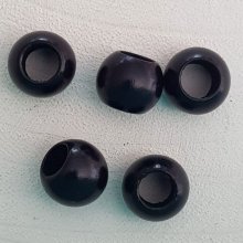 5 Houten Kralen Rond 14/11 mm Zwart