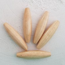 10 Houten Kralen Ovaal / Olijf 40/10 mm Beige
